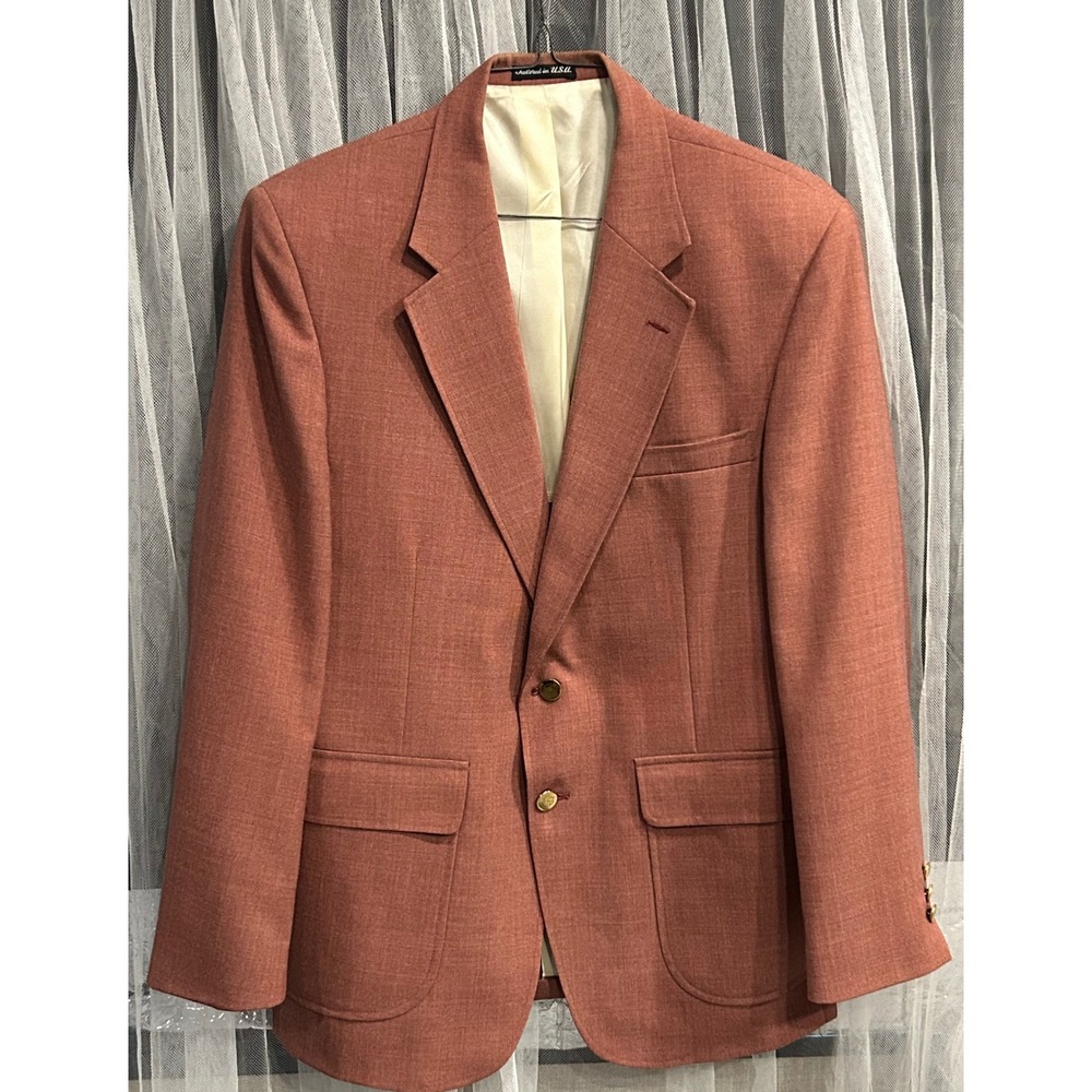 Stafford Vintage Red Orange Blazer Sport Coat Tailored in USA 42R Terracotta